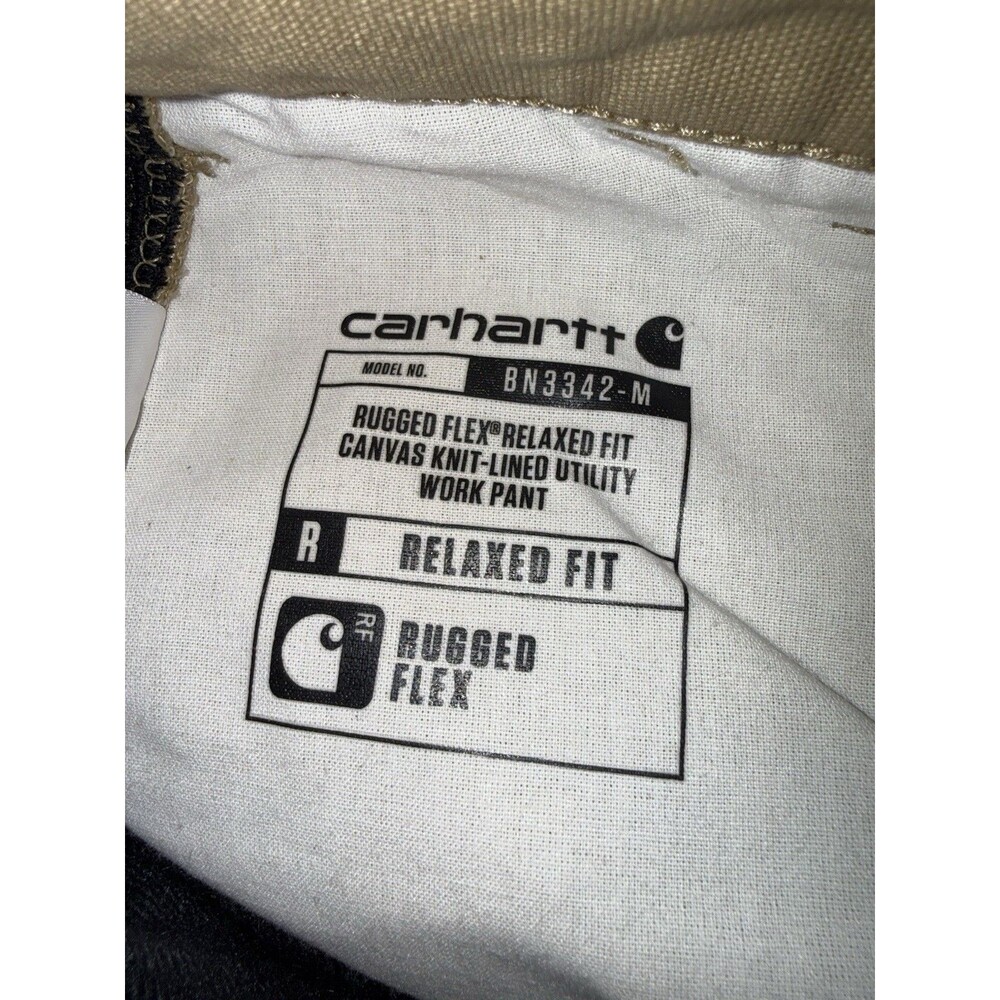 Carhartt Rugged Flex Knit-Lined Relaxed Straight Canvas Pants Beige 36x32 NWT - Picture 6 of 12